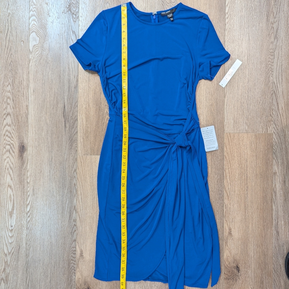 Maggy London Short Sleeve Ruched Mini Dress Blue "Vivienne" - Sz 10 - Picture 10 of 10